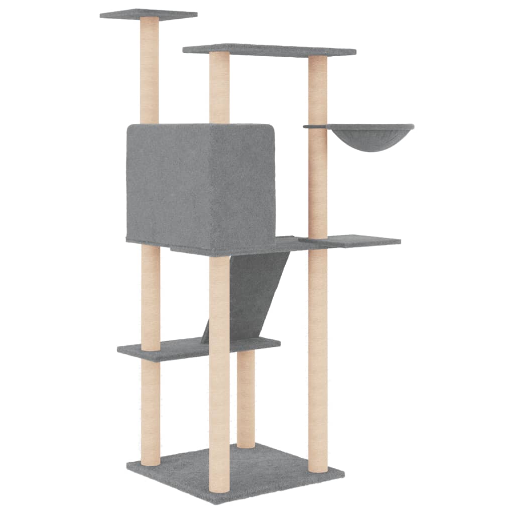 Albero per Gatti con Tiragraffi in Sisal Grigio Chiaro 143 cm - homemem39
