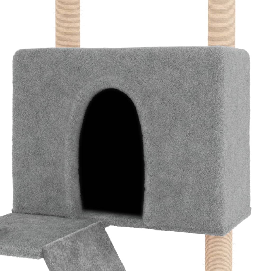 Albero per Gatti con Tiragraffi in Sisal Grigio Chiaro 143 cm - homemem39
