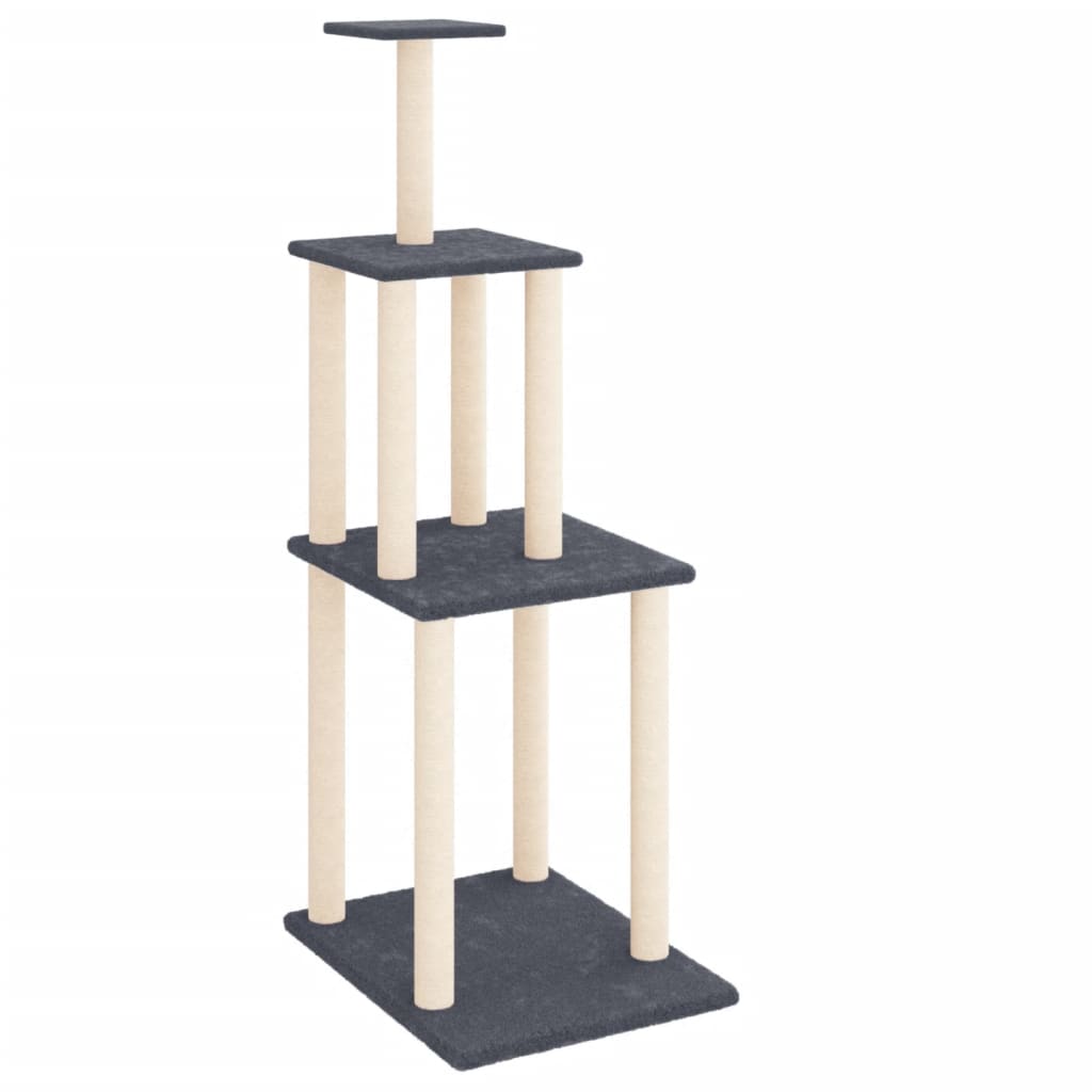 Albero per Gatti con Tiragraffi in Sisal Grigio Scuro 149 cm | homemem39