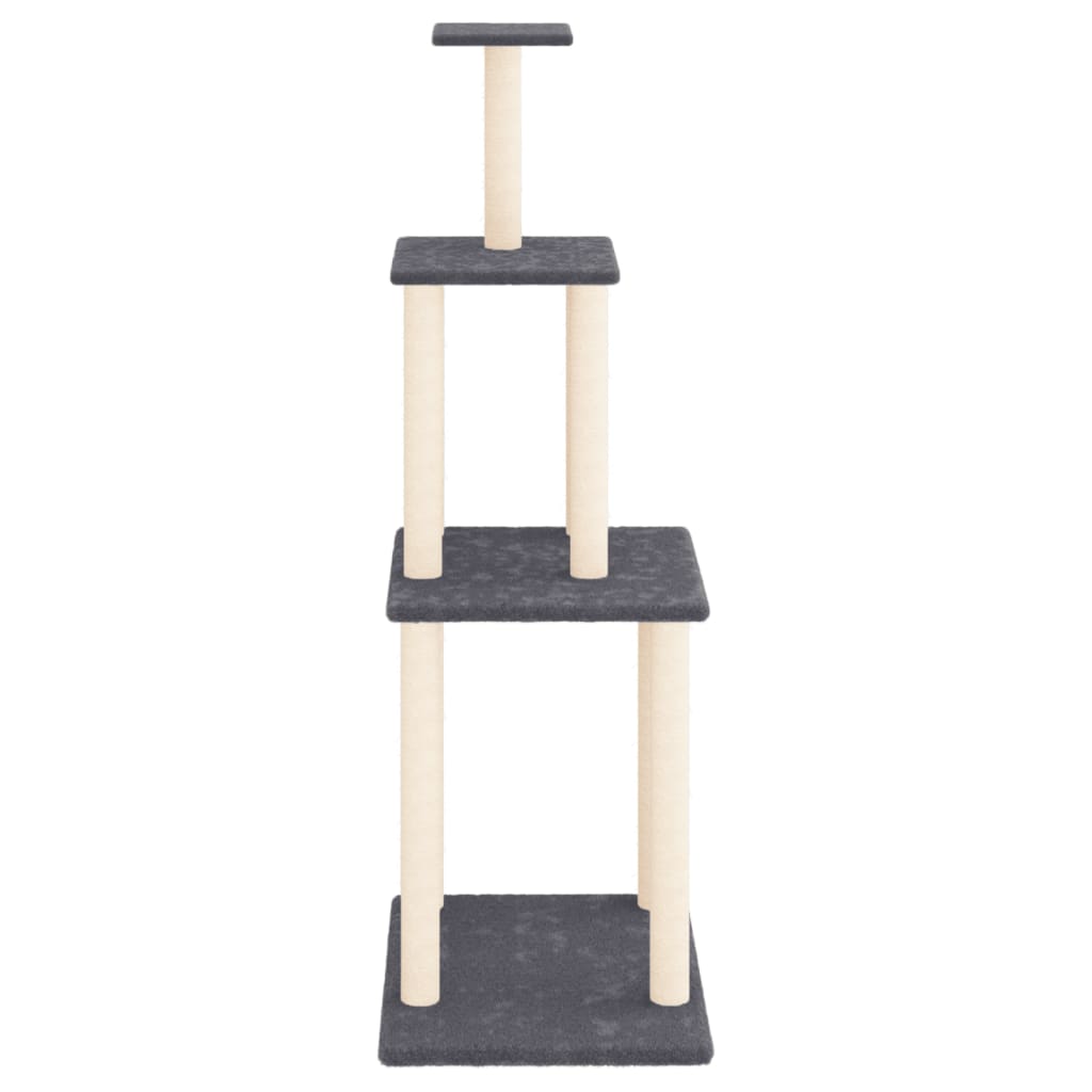 Albero per Gatti con Tiragraffi in Sisal Grigio Scuro 149 cm | homemem39