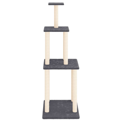 Albero per Gatti con Tiragraffi in Sisal Grigio Scuro 149 cm | homemem39