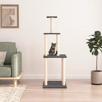 Albero per Gatti con Tiragraffi in Sisal Grigio Scuro 149 cm | homemem39