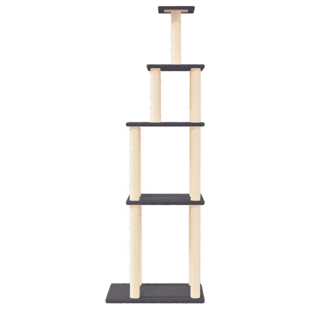 Albero per Gatti con Tiragraffi in Sisal Grigio Scuro 183 cm - homemem39