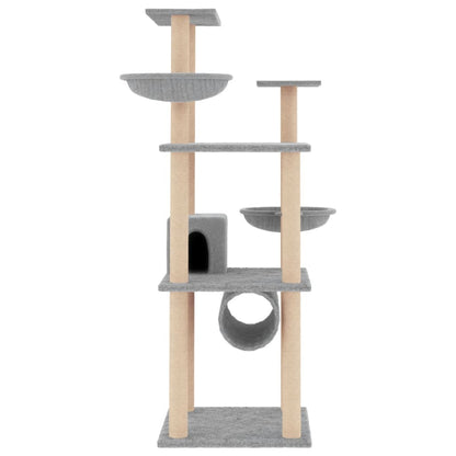 Albero per Gatti con Tiragraffi in Sisal Grigio Chiaro 141 cm - homemem39