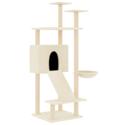 Albero per Gatti con Tiragraffi in Sisal Crema 153 cm - homemem39