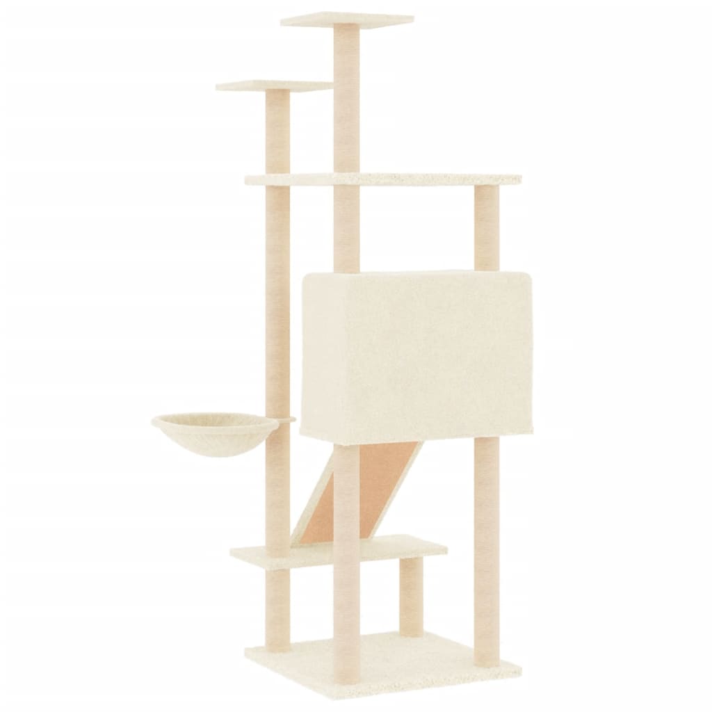 Albero per Gatti con Tiragraffi in Sisal Crema 153 cm - homemem39