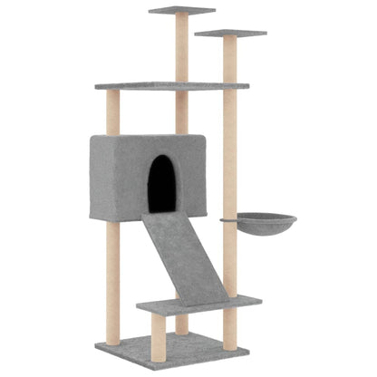Albero per Gatti con Tiragraffi in Sisal Grigio Chiaro 153 cm - homemem39
