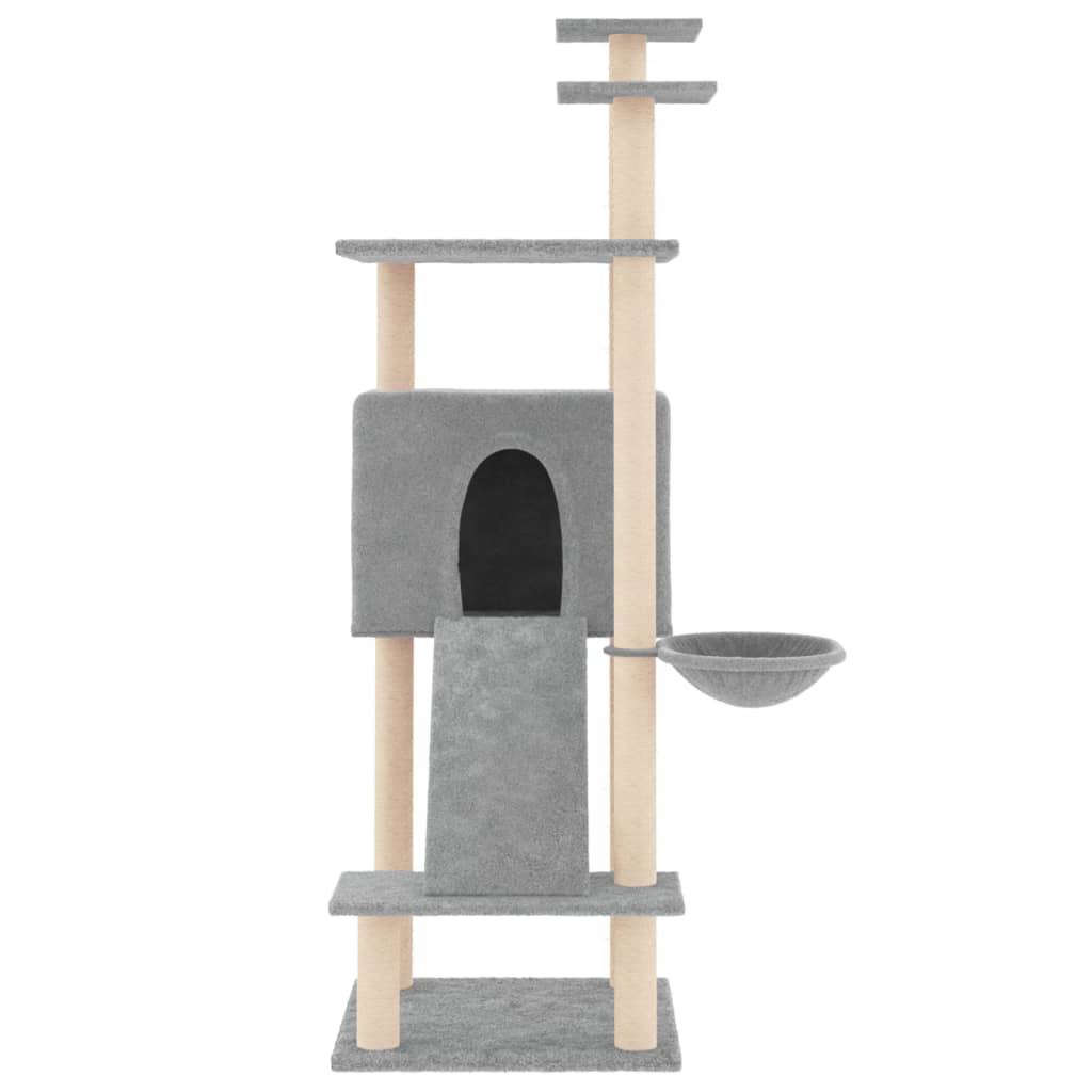 Albero per Gatti con Tiragraffi in Sisal Grigio Chiaro 153 cm - homemem39