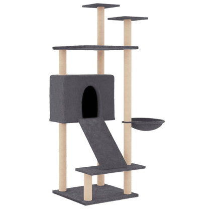 Albero per Gatti con Tiragraffi in Sisal Grigio Scuro 153 cm - homemem39