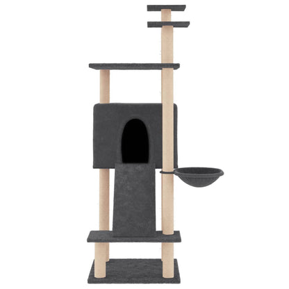 Albero per Gatti con Tiragraffi in Sisal Grigio Scuro 153 cm - homemem39