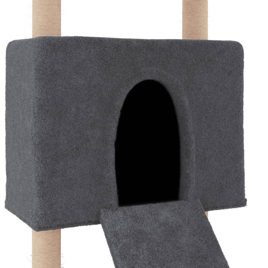 Albero per Gatti con Tiragraffi in Sisal Grigio Scuro 153 cm - homemem39