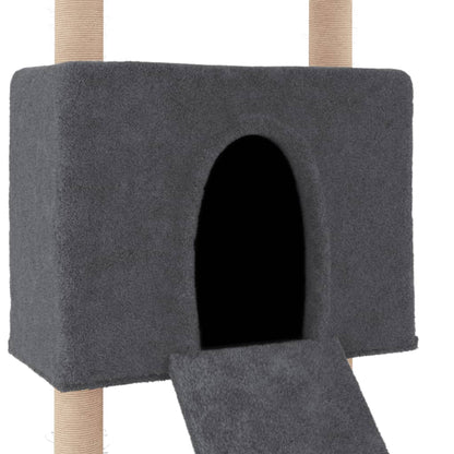Albero per Gatti con Tiragraffi in Sisal Grigio Scuro 153 cm - homemem39