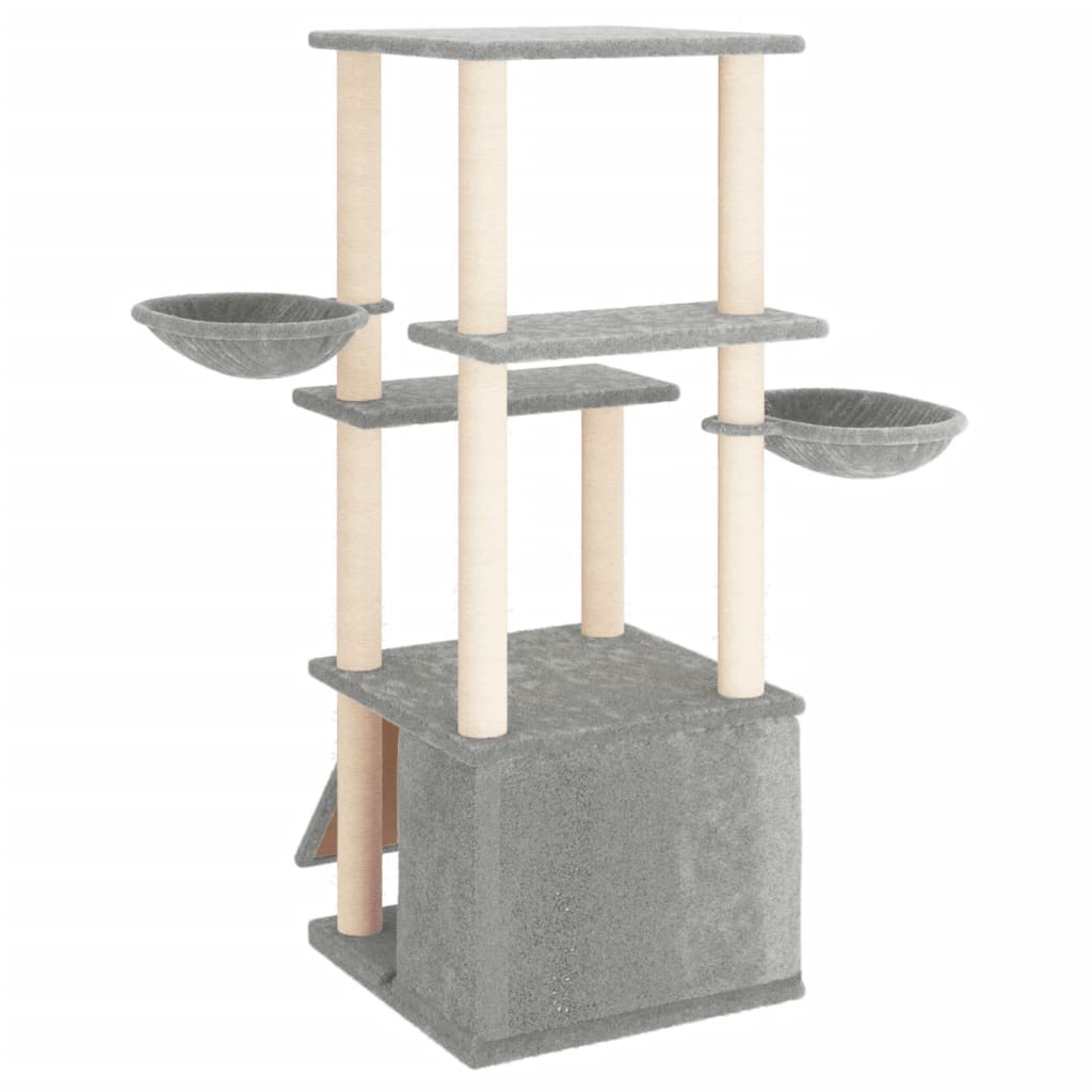 Albero per Gatti con Tiragraffi in Sisal Grigio Chiaro 133 cm - homemem39