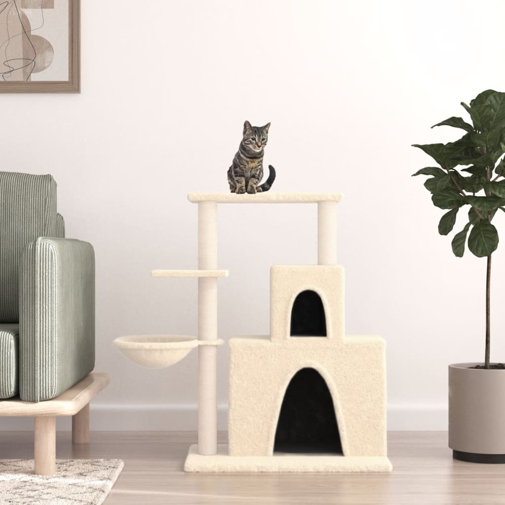Albero per Gatti con Tiragraffi in Sisal Crema 83 cm - homemem39