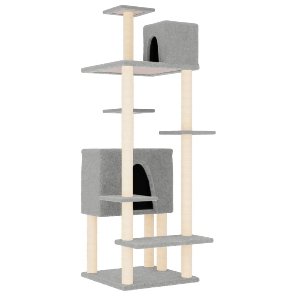 Albero per Gatti con Tiragraffi in Sisal Grigio Chiaro 154 cm - homemem39