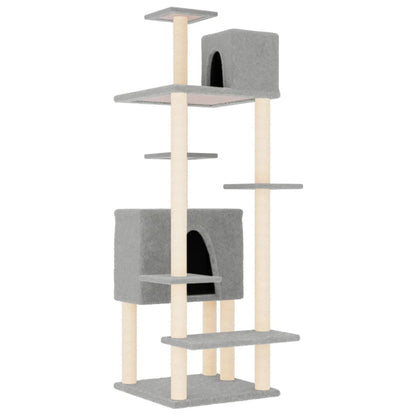 Albero per Gatti con Tiragraffi in Sisal Grigio Chiaro 154 cm - homemem39
