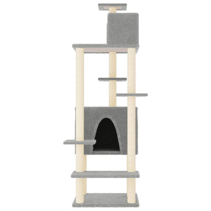 Albero per Gatti con Tiragraffi in Sisal Grigio Chiaro 154 cm - homemem39