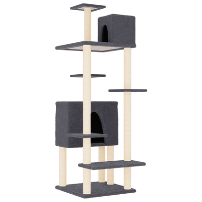 Albero per Gatti con Tiragraffi in Sisal Grigio Scuro 154 cm - homemem39