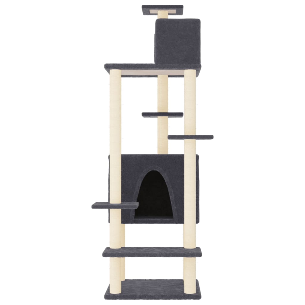 Albero per Gatti con Tiragraffi in Sisal Grigio Scuro 154 cm - homemem39