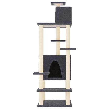 Albero per Gatti con Tiragraffi in Sisal Grigio Scuro 154 cm - homemem39