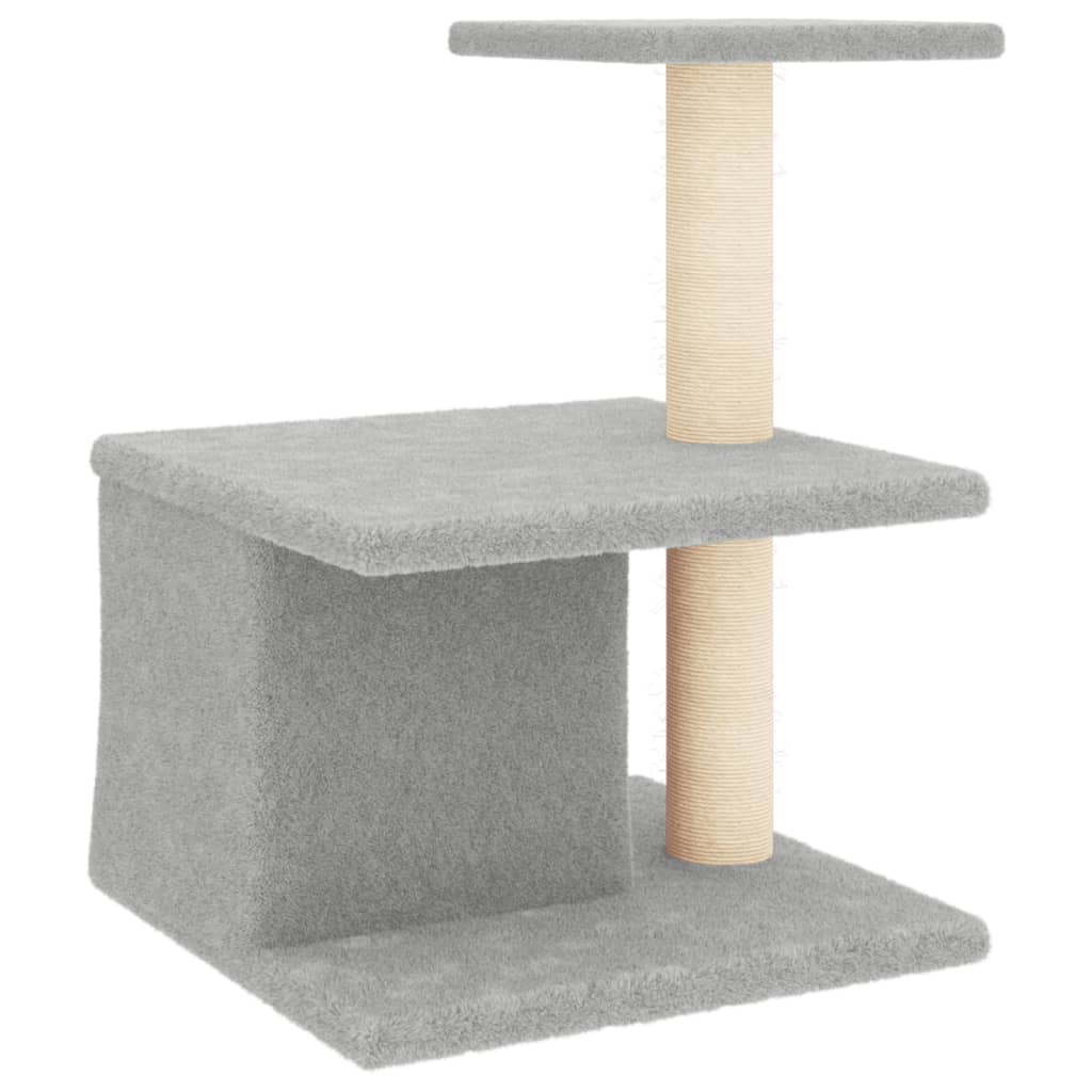 Albero per Gatti con Tiragraffi in Sisal Grigio Chiaro 48 cm - homemem39