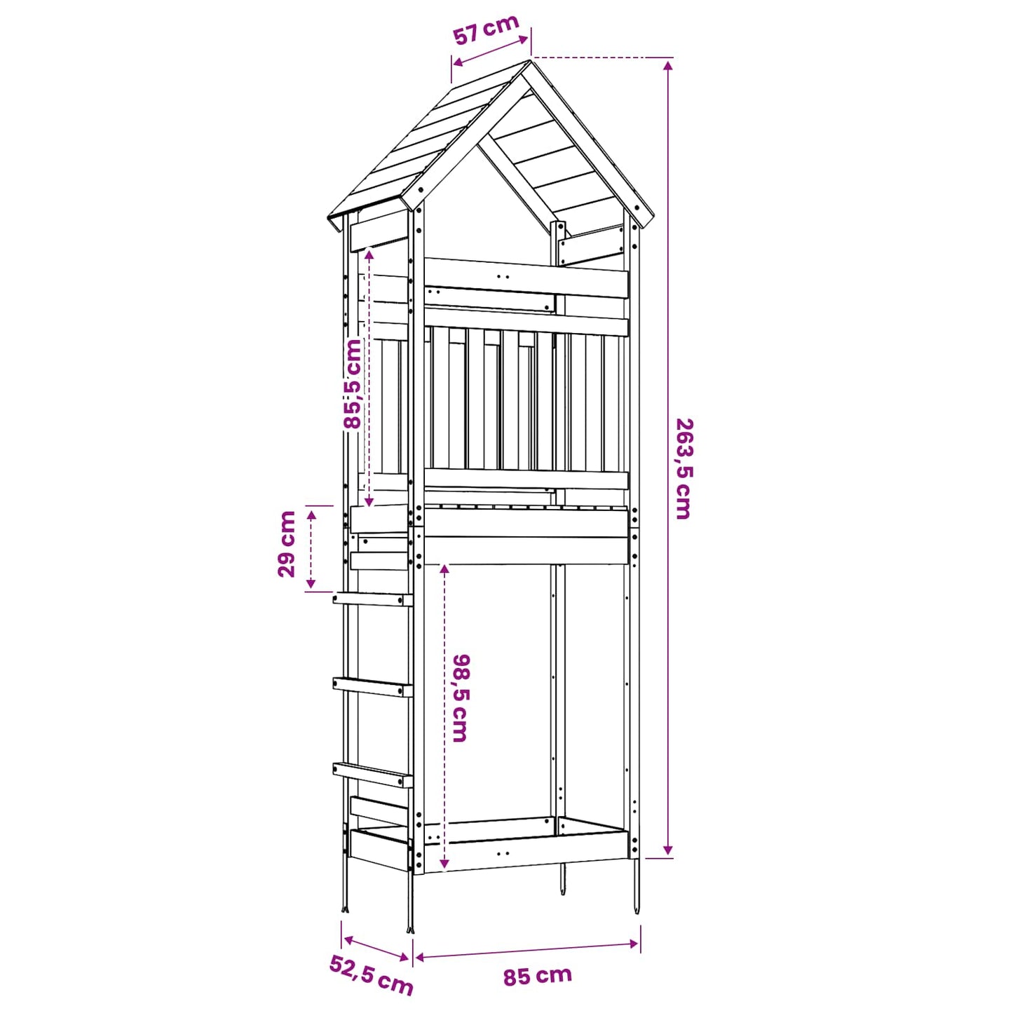Torre da Gioco per Esterni Naturale Legno di pino massiccio | homemem39