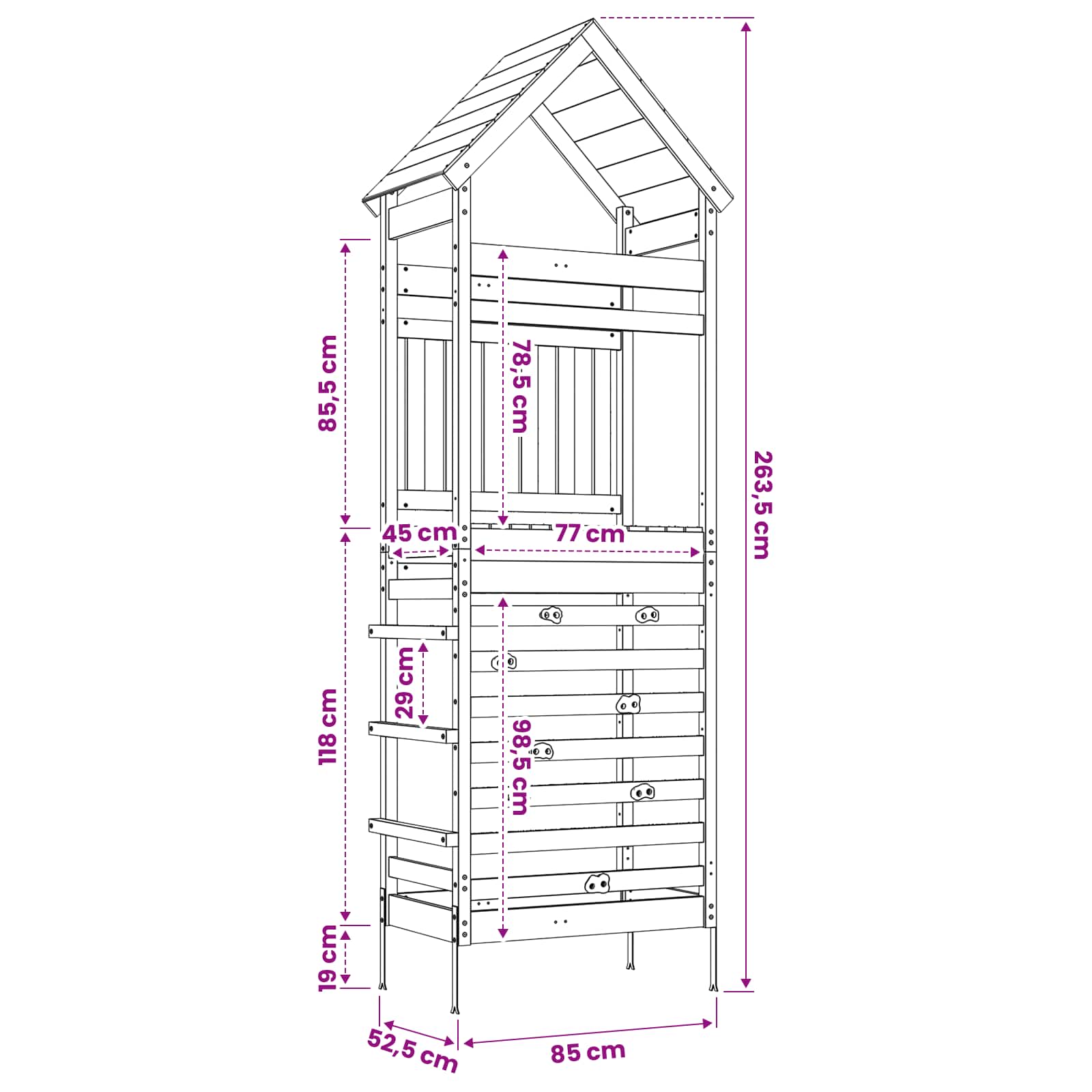 Torre da Gioco per Esterni Naturale Pino Solido Impregnato | homemem39
