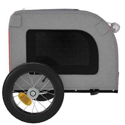 Rimorchio da Bici per Animali Rosso e Grigio Oxford e Ferro | homemem39