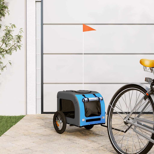 Rimorchio da Bici per Animali Blu e Grigio Oxford e Ferro - homemem39