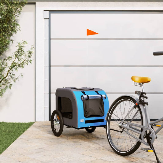 Rimorchio da Bici per Animali Blu e Grigio Oxford e Ferro - homemem39