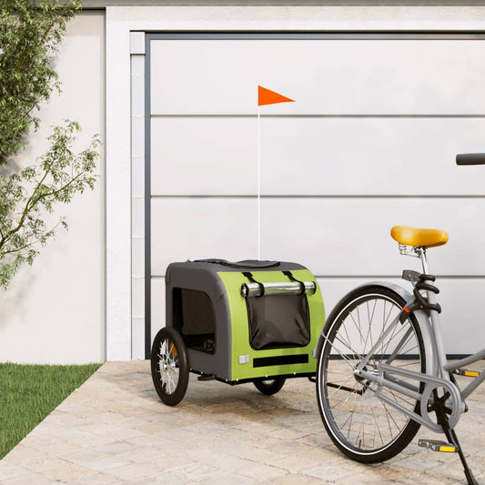 Rimorchio da Bici per Animali Verde e Grigio Oxford e Ferro - homemem39