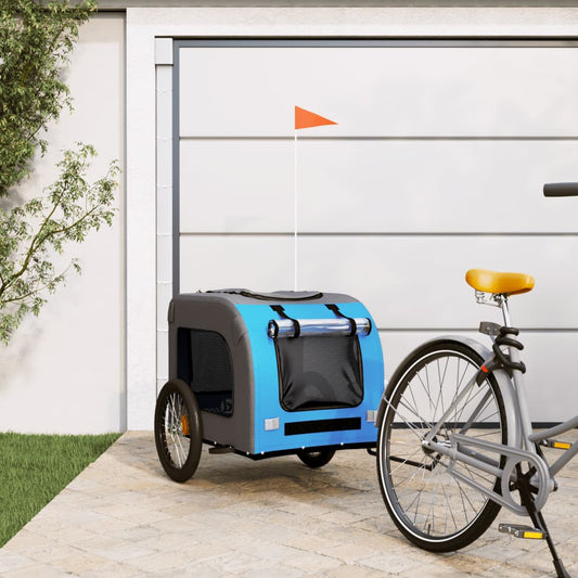 Rimorchio da Bici per Animali Blu e Grigio Oxford e Ferro - homemem39