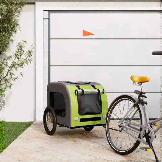 Rimorchio da Bici per Animali Verde e Grigio Oxford e Ferro - homemem39