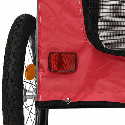 Rimorchio per bicicletta per animali domestici Rosso e grigio | homemem39