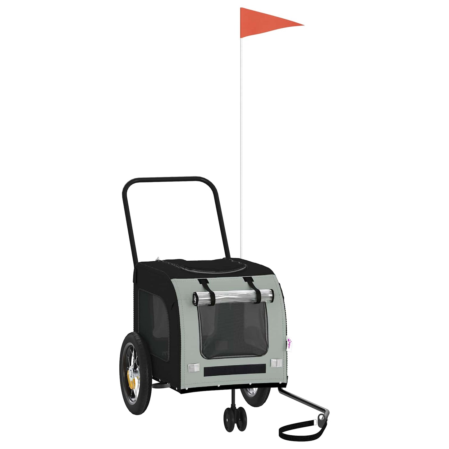 Rimorchio per bicicletta per animali domestici Grigio e Nero