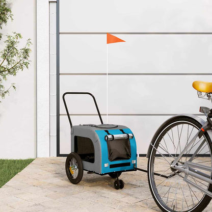Rimorchio per bicicletta per animali domestici blu e grigio
