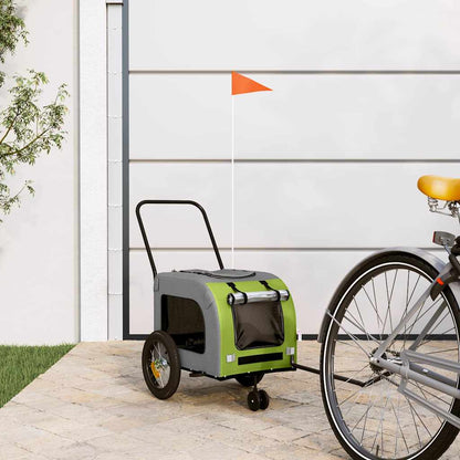 Rimorchio per bicicletta per animali domestici Verde e grigio