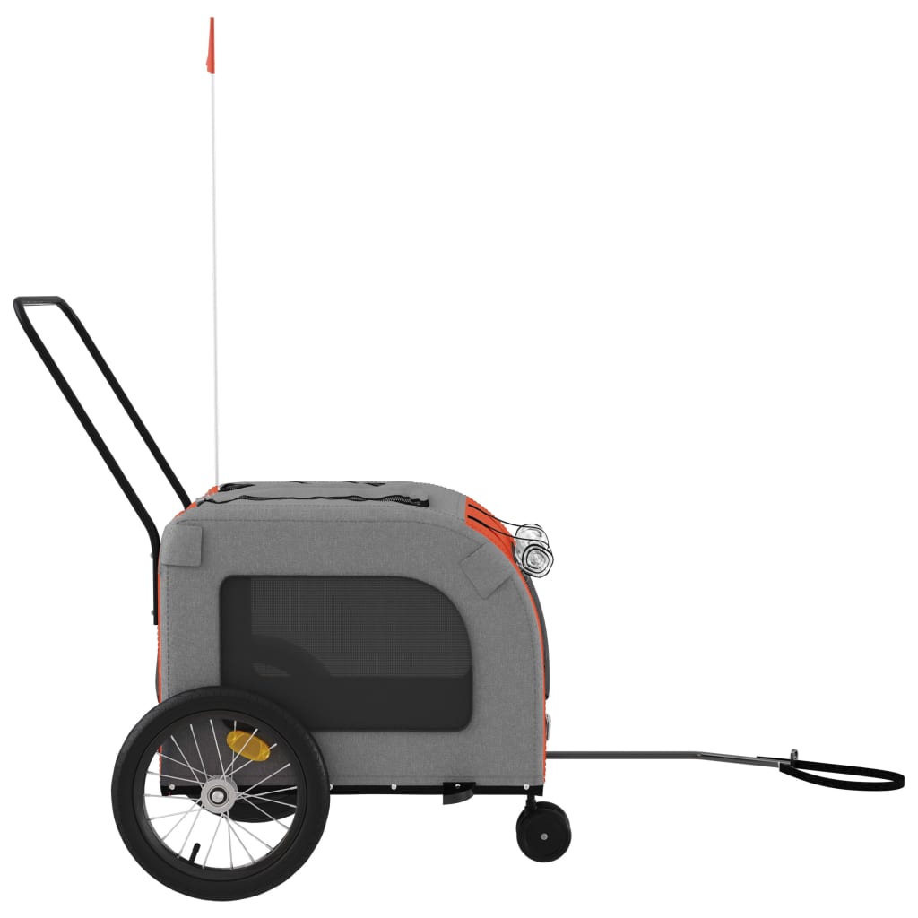 Rimorchio da Bici per Animali Arancione e Grigio Oxford e Ferro - homemem39