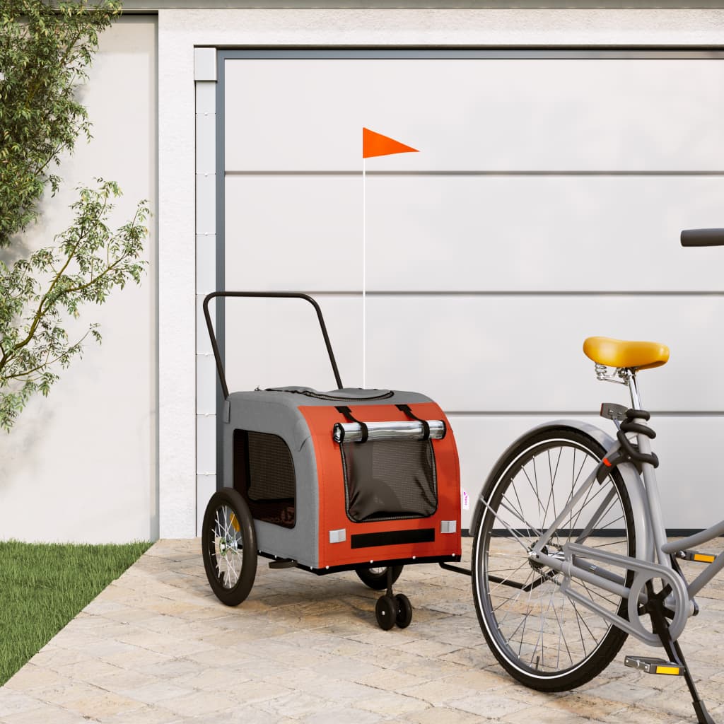 Rimorchio da Bici per Animali Arancione e Grigio Oxford e Ferro - homemem39