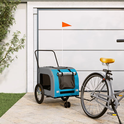Rimorchio da Bici per Animali Blu e Grigio Oxford e Ferro - homemem39