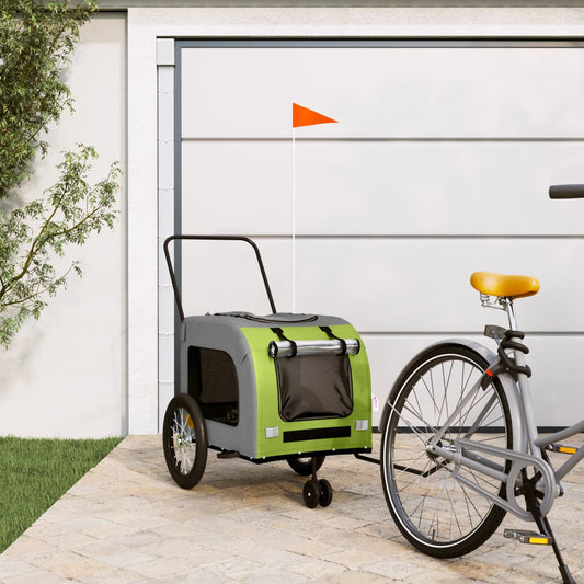 Rimorchio da Bici per Animali Verde e Grigio Oxford e Ferro - homemem39