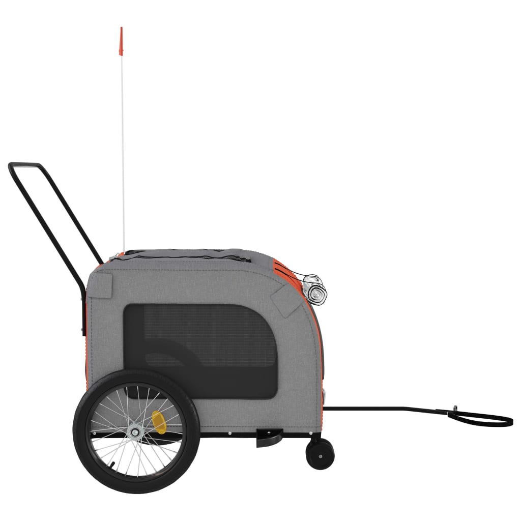 Rimorchio da Bici per Animali Arancione e Grigio Oxford e Ferro - homemem39