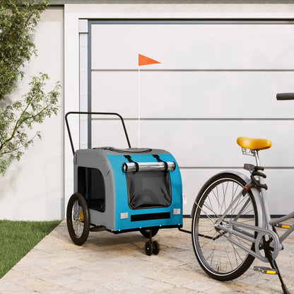 Rimorchio da Bici per Animali Blu e Grigio Oxford e Ferro - homemem39