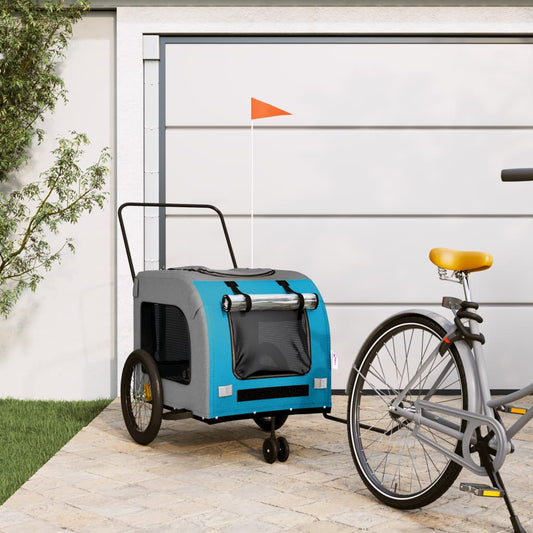 Rimorchio da Bici per Animali Blu e Grigio Oxford e Ferro - homemem39