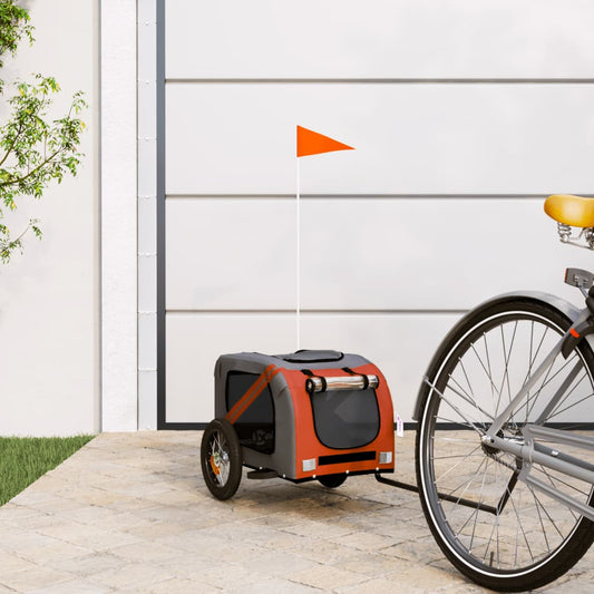 Rimorchio da Bici per Animali Arancione e Grigio Oxford e Ferro - homemem39