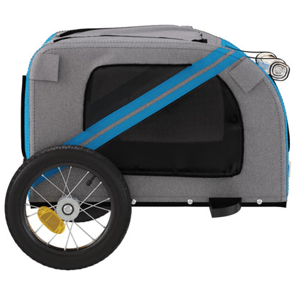 Rimorchio da Bici per Animali Blu e Grigio Oxford e Ferro | homemem39