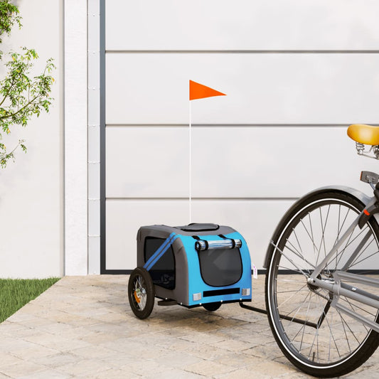 Rimorchio da Bici per Animali Blu e Grigio Oxford e Ferro - homemem39