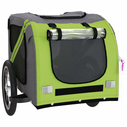 Rimorchio da Bici per Animali Verde e Grigio Oxford e Ferro - homemem39