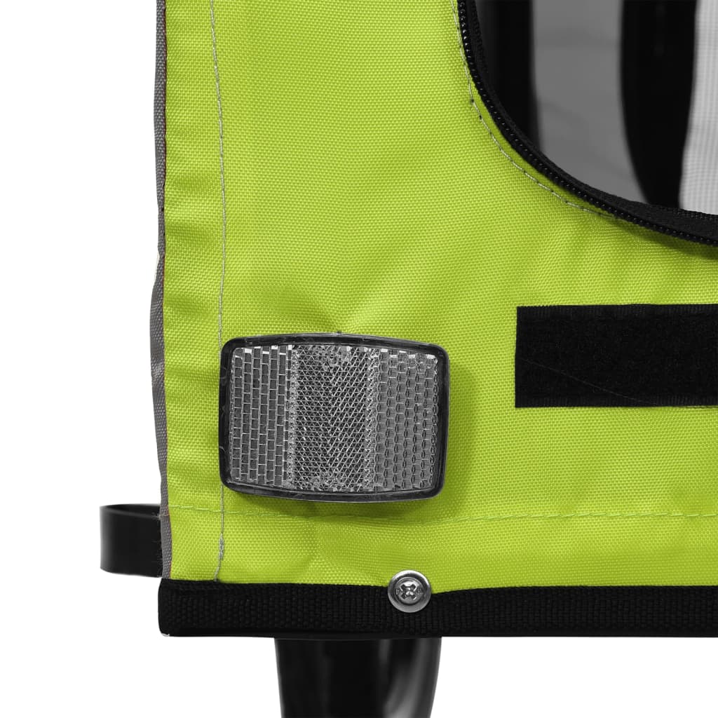Rimorchio da Bici per Animali Verde e Grigio Oxford e Ferro | homemem39