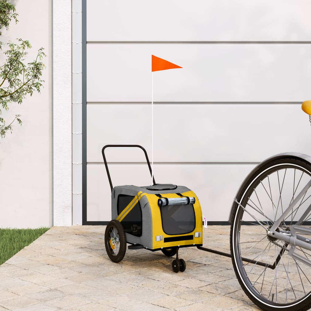 Rimorchio da Bici per Animali Giallo e Nero Oxford e Ferro - homemem39
